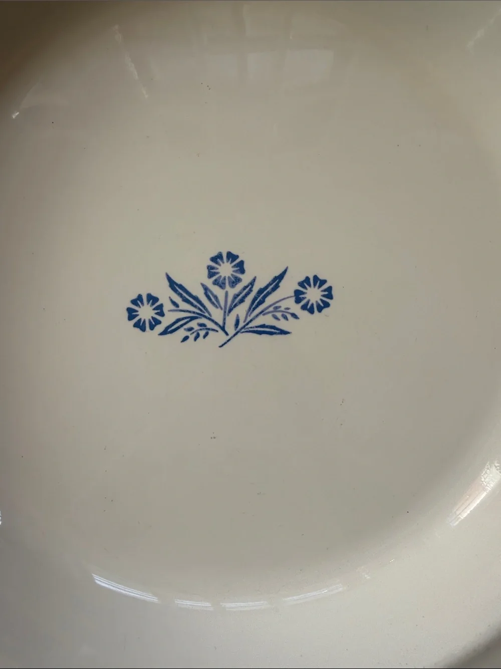 Corningware White Ceramic Serving Bowl with Blue Floral Center